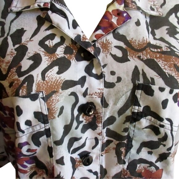 Vintage Women's Hawaiian Top Medium 1970's Wild Print Buttery Thin Judy Bond Med - Picture 5 of 6